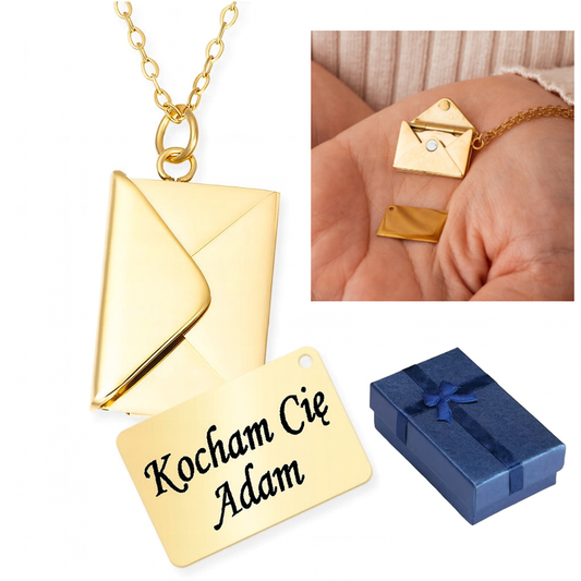 Naszyjnik Koperta z Listem z twoim grawerem